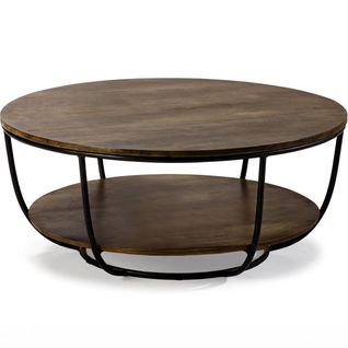 Table Basse Ronde En Bois De Manguier Et Métal 90cm - Pandora