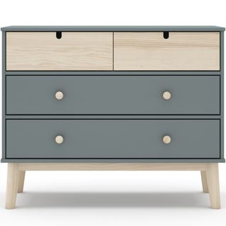 Commode Enfant 4 Tiroirs En Bois Vert Kaki 100 Cm - Lucy