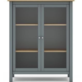 Vaisselier 2 Portes En Bois Massif Vert Kaki 110 Cm - Macha