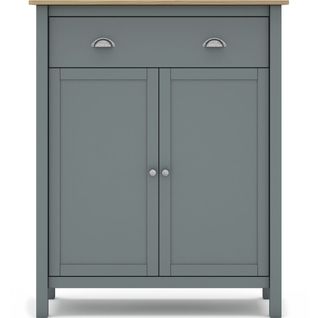 Buffet 2 Portes 1 Tiroir En Bois Massif Vert Kaki 90 Cm - Macha