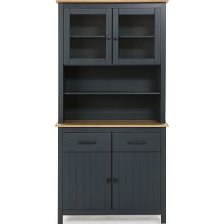 Vaisselier 4 Portes 2 Tiroirs En Bois Massif Bleu H180 Cm - Ida