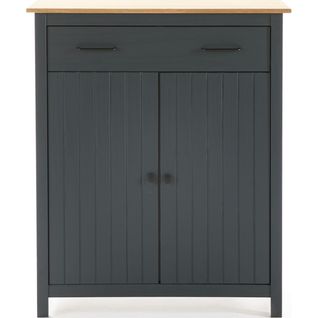 Buffet 2 Portes 1 Tiroir En Bois Massif Bleu 90 Cm - Ida