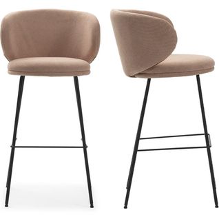 Lot De 2 Tabourets De Bar En Tissu Rose Pâle - Cocoon