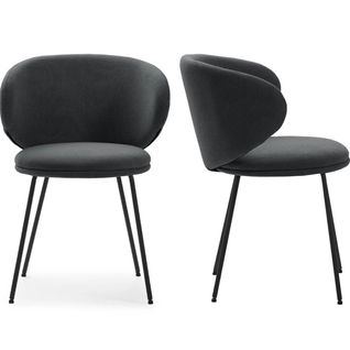 Lot De 2 Chaises En Tissu Gris Foncé - Cocoon