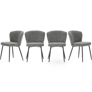 Lot De 4 Chaises En Velours Côtelé Gris - Klara