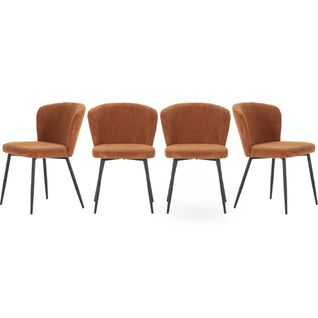 Lot De 4 Chaises En Velours Côtelé Rouille - Klara