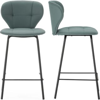 Lot De 2 Tabourets De Bar En Tissu Vert - Svea