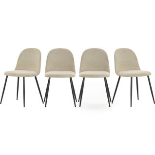 Lot De 4 Chaises En Tissu Beige - Haven