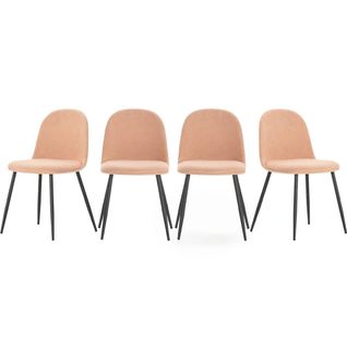 Lot De 4 Chaises En Tissu Rose Pâle - Haven