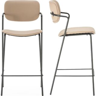 Lot De 2 Tabourets De Bar En Simili Taupe - Skandi