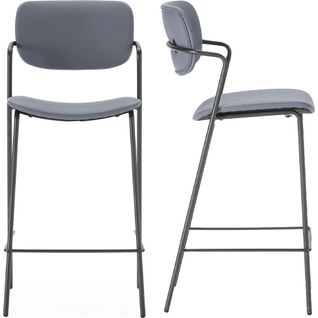 Lot De 2 Tabourets De Bar En Simili Gris Foncé - Skandi
