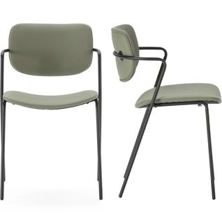 Lot De 2 Chaises En Simili Cuir Vert Olive - Skandi