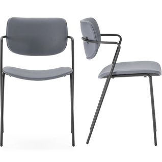 Lot De 2 Chaises En Simili Cuir Gris Foncé  - Skandi