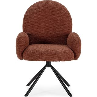 Fauteuil De Table Pivotant En Tissu Bouclé Rouille - Opaline