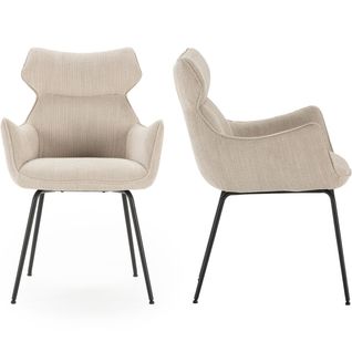 Lot De 2 Fauteuils De Table En Tissu Beige - Iconic