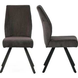 Lot De 2 Chaises Velours Côtelé Gris Foncé - Lagom