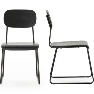 Lot De 2 Chaises Effet Bois Noir - Eken