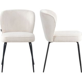 Lot De 2 Chaises En Velours Côtelé Beige - Tara