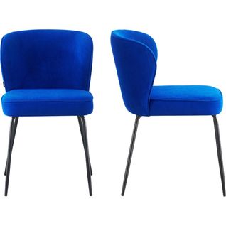 Lot De 2 Chaises En Velours Côtelé Bleu Électrique - Tara