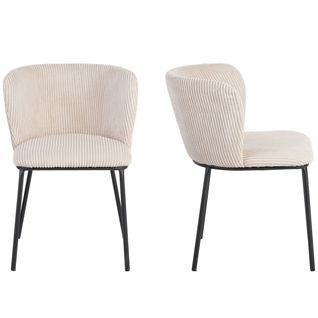 Lot De 2 Chaises En Velours Côtelé Beige - Toma
