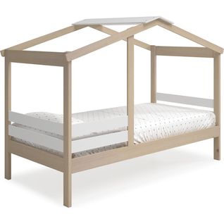 Lit Cabane Enfant 90x190 Cm En Bois Clair/blanc - Violette