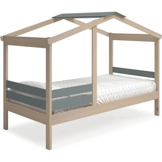 Lit Cabane Enfant 90x190 Cm En Bois Clair/vert Kaki - Violette