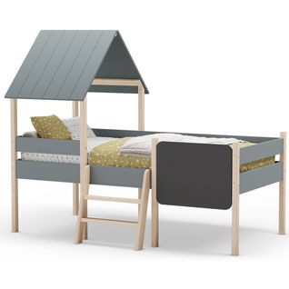 Lit Cabane Enfant 90x190 Cm En Bois Vert Kaki - Orea