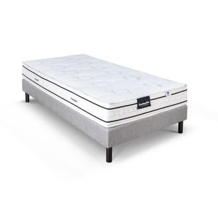 Lavande Ensemble Matelas Et Sommier Clair 90x200 - Ep.21 Cm - Latex - Aération - 7 Zones- Équilibré