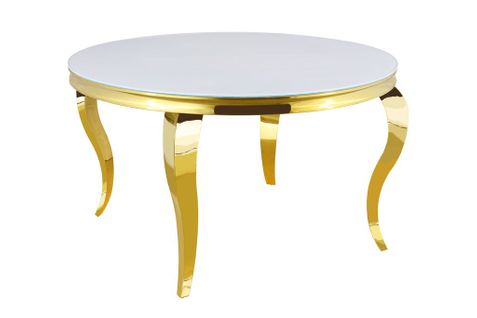 Table à Manger Ronde Baroque Gold 130x75cm - Plateau Blanc