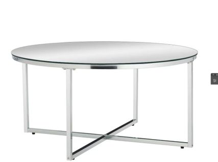 Table Basse Ronde Lorie Chrome Plateau En Verre D90 Cm - Miroir