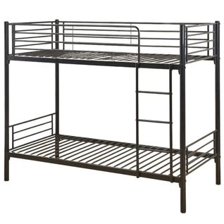 Lit Superposé Séparable Métal Luna 1+1 90x190 Cm Sommier Inclus Noir