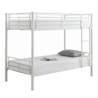 Lit Superposé Séparable Métal Luna 1+1 90x190 Cm Sommier Inclus Blanc