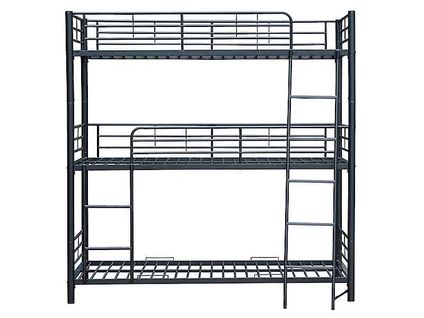 Lit Superposé En Métal Triple 3 Couchages 90x190 Cm Noir