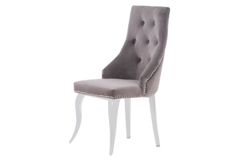 Lot De Chaises Lion Capitonnées Et Cloutées Chrome Velours