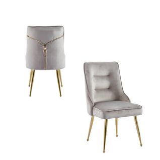 Lot De Chaises Luxury Zip En Velours Pieds Gold