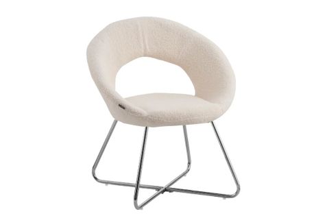 Lot De 4 Chaises Bubble Chrome Velours - Blanc Doudou