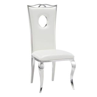 Lot De Chaises Baroque Royal Chrome Simili Blanc