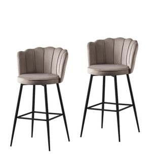 Lot De 2 Tabourets De Bar Nymphea Métal Noir En Velours