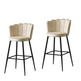 Lot De 2 Tabourets De Bar Nymphea Métal Noir En Velours