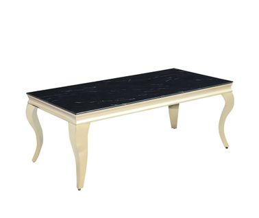 Table Basse Baroque Gold 120x60x45 Cm - Plateau Marbré Noir