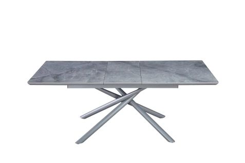 Table Extensible Zephir Métal Gris Plateau Céramique Marbré Gris