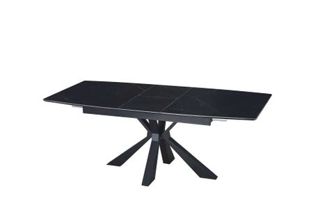 Table Extensible Bianca Métal Noir Plateau Céramique Noir