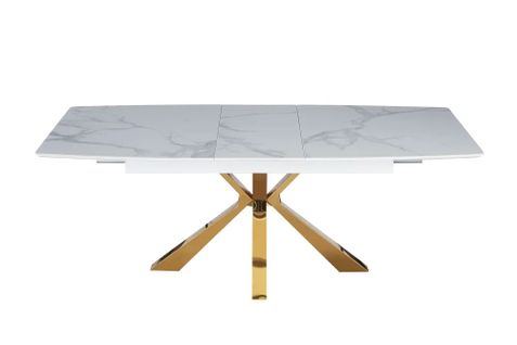 Table Manger Extensible Céramique Marbre Blanc Gold 160-200x90x75cm - Bianca