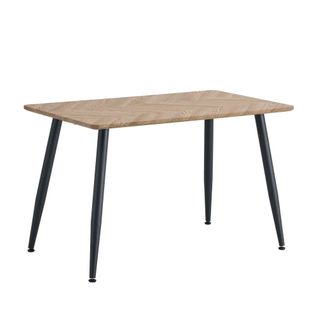 Table à Manger Industrielle Bois Effet Chêne et Métal Noir – 120×70 Cm – Ammo
