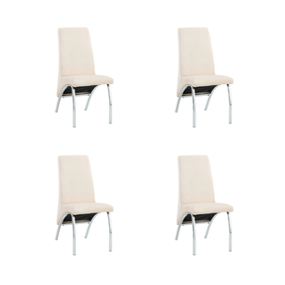 Lot De 4 Chaises Fate Chrome Et Velours Beige