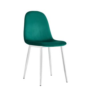 Lot De 6 Chaises Scandinave En Velours Pieds Chrome - Vert