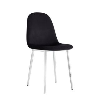 Lot De 6 Chaises Scandinave En Velours Pieds Chrome - Noir