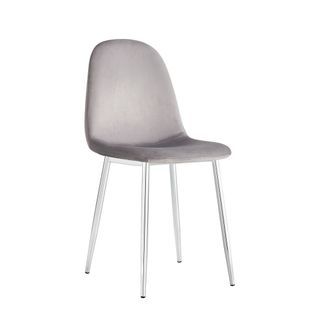 Lot De 6 Chaises Scandinave En Velours Pieds Chrome - Anthracite