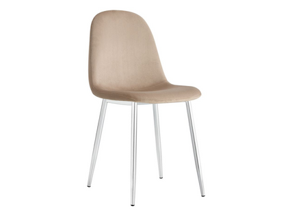 Lot De 6 Chaises Scandinave En Velours Pieds Chrome - Taupe