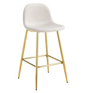 Lot De 2 Tabourets De Bar Scandinave Pied Gold Velours